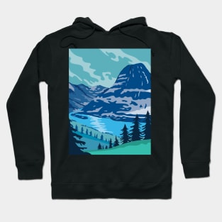 Glacier National Park and Kintla Lake in Montana United States WPA Poster Art Color Hoodie